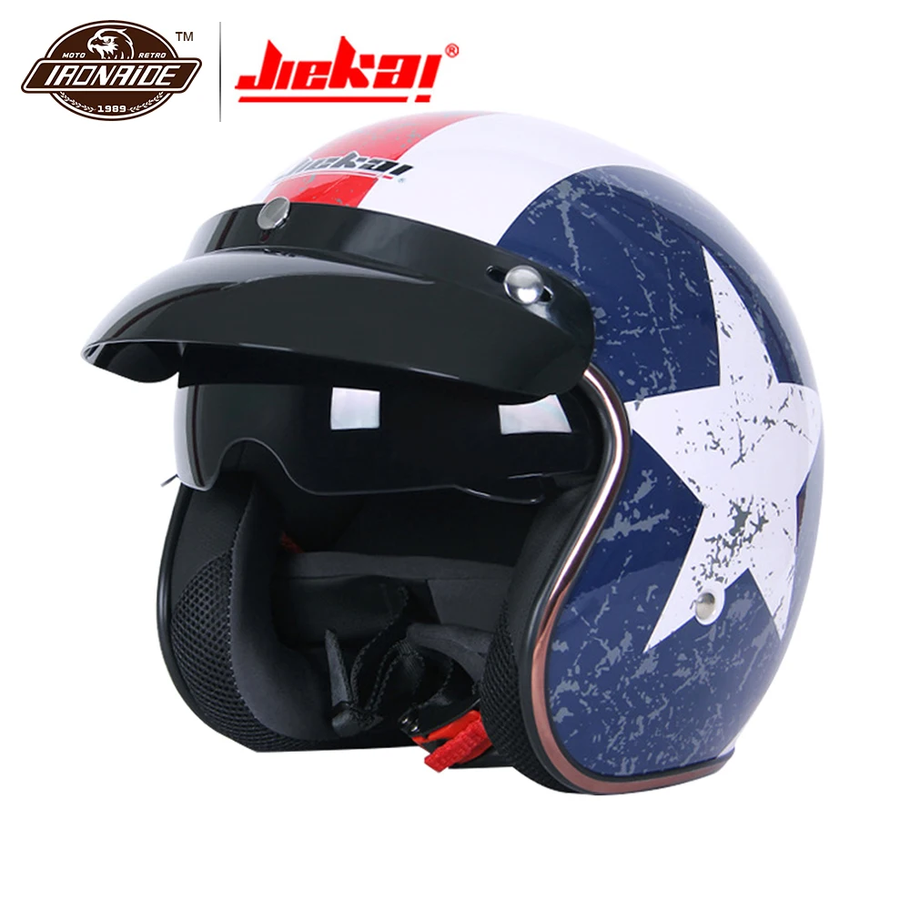 JIEKAI Motorcycle Helmet Retro Vintage Motorbike 3/4 Open Face Half Helmet Scooter Touring Chopper Racer Moto Helmet With Lens
JIEKAI Motorcycle Helmet Retro Vintage Motorbike 3/4 Open Face Half Helmet Scooter Touring Chopper Racer Moto Helmet With Lens
