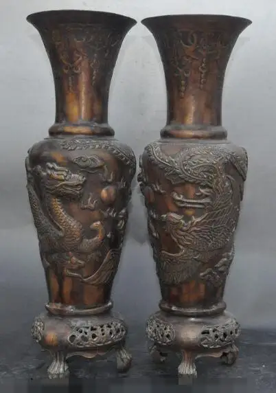 S03523 old chinese Dynasty palace bronze dragon Phoenix bird statue Bottle Pot Vase Jar B0403
S03523 old chinese Dynasty palace bronze dragon Phoenix bird statue Bottle Pot Vase Jar B0403
