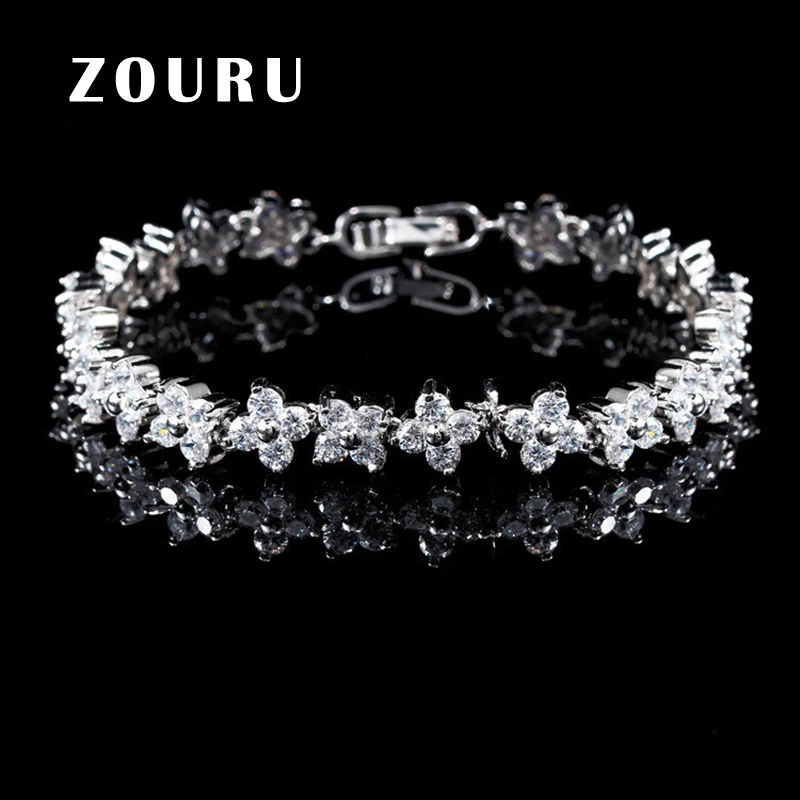 ZOURU Brand Fashion White Gold Plating Link Chain Bracelet Female AAA CZ Charm Strand Bangles Jewelry Wholesale Free Shipping
ZOURU Brand Fashion White Gold Plating Link Chain Bracelet Female AAA CZ Charm Strand Bangles Jewelry Wholesale Free Shipping