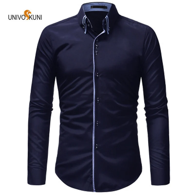 UNIVOS KUNI New double-neck men's casual trend slim color matching long-sleeved shirt size M-3XL WYR51
UNIVOS KUNI New double-neck men's casual trend slim color matching long-sleeved shirt size M-3XL WYR51