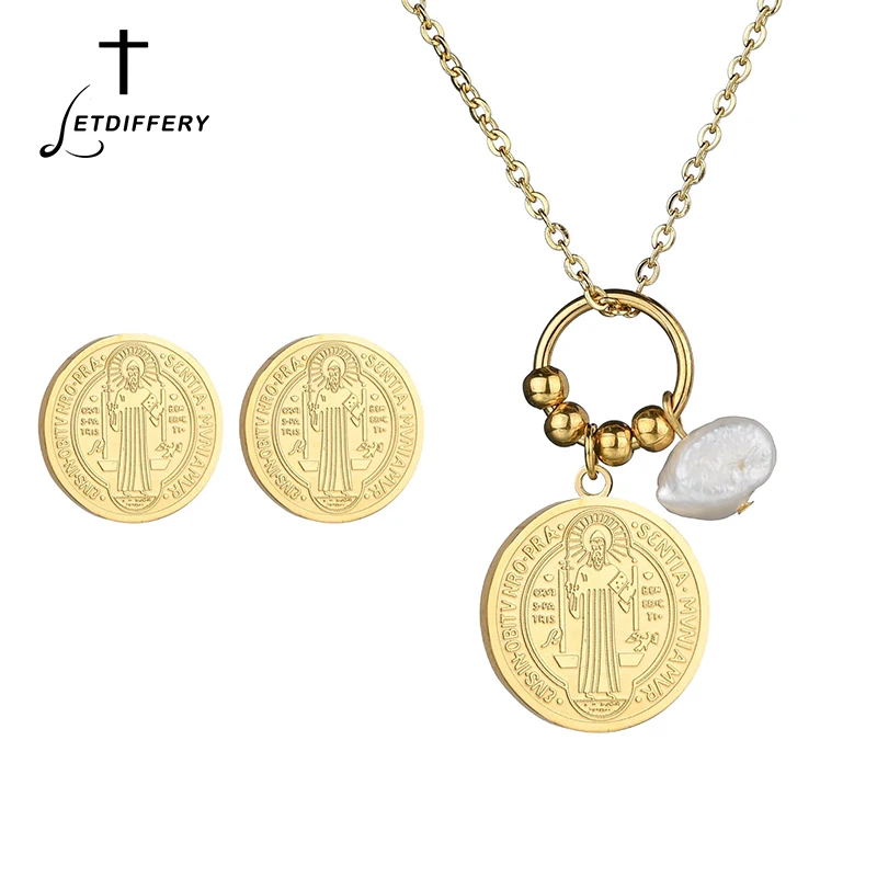 Letdiffery Round Gold Color Jesus Jewelry Set Trendy Catholic Necklace Earring Set For Wedding Jewelry
Letdiffery Round Gold Color Jesus Jewelry Set Trendy Catholic Necklace Earring Set For Wedding Jewelry