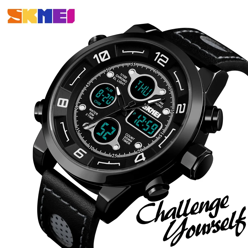 SKMEI Leather Analog Quartz Wristwatch Men's Business Digital Watch Waterproof Luxury Dual Display Military Watches Montre Homme
SKMEI Leather Analog Quartz Wristwatch Men's Business Digital Watch Waterproof Luxury Dual Display Military Watches Montre Homme