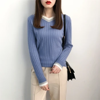 MVLYFLRT Spring and Autumn V-neck Color Matching Sweater Women Loose Pullover Vertical Stripes Thin Section Knit Shirt Sweater
MVLYFLRT Spring and Autumn V-neck Color Matching Sweater Women Loose Pullover Vertical Stripes Thin Section Knit Shirt Sweater