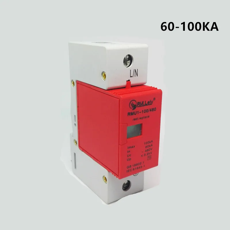 SPD 60-100KA 1P surge arrester protection device electric house surge protector D ~420V AC
SPD 60-100KA 1P surge arrester protection device electric house surge protector D ~420V AC