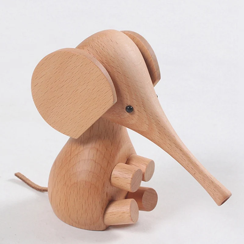 

2019 Long Nose Elephant Business Gift Nordic Puppet Denmark Puppet White Oak Solid Wood Creative Home Desktop Furnishing Article