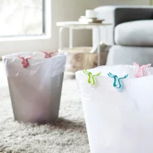 אקראי צבע 2 יח'\סט PP נגד החלקה קליפ בית מעשי סל פסולת מנעול חם קריקטורה פרה-צורת אשפה יכול אשפה תיק מחזיק קבוע(China)