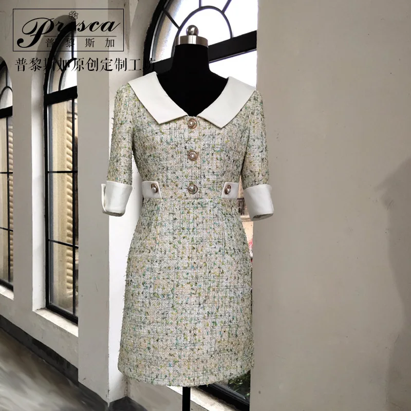 2019 Spring Summer Women Half Sleeve Patchwork Tweed Mini Dresses Female Elegant Turn Down Collar Buttons Weave Dress Y295
2019 Spring Summer Women Half Sleeve Patchwork Tweed Mini Dresses Female Elegant Turn Down Collar Buttons Weave Dress Y295