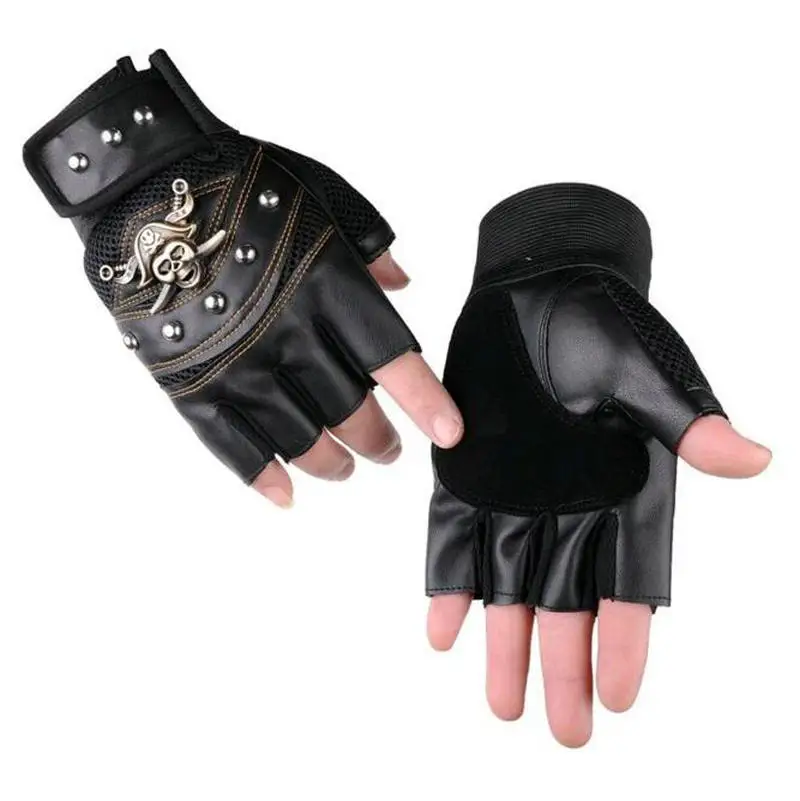 Men Women Spring Summer Mountaineering Handsome Tactical Pirate Skull Rivet Mittens Protective Thin Leather Fingerless Gloves
Men Women Spring Summer Mountaineering Handsome Tactical Pirate Skull Rivet Mittens Protective Thin Leather Fingerless Gloves