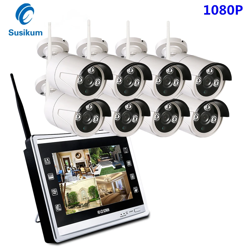 8CH CCTV Security Camera System Wireless 1080P IP Camera WIFI NVR 12" LCD Monitor Security 2MP WIFI CCTV Camera Kit
8CH CCTV Security Camera System Wireless 1080P IP Camera WIFI NVR 12" LCD Monitor Security 2MP WIFI CCTV Camera Kit