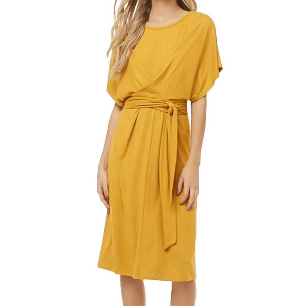 Summer Dress 2019 Women Casual Solid Color Long O-Neck Dress Strappy Short Sleeve Yellow Dress Sexy Clun bandage dress vestidos
Summer Dress 2019 Women Casual Solid Color Long O-Neck Dress Strappy Short Sleeve Yellow Dress Sexy Clun bandage dress vestidos