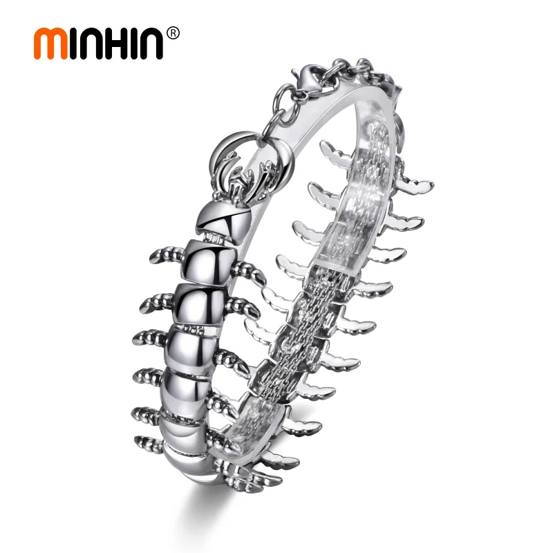 MINHIN Exaggerated Steel Bracelet Men Centipede Design Chain Wrist Charm Bracelet Silver Punk Jewelry Fashion Gift Bracelet
MINHIN Exaggerated Steel Bracelet Men Centipede Design Chain Wrist Charm Bracelet Silver Punk Jewelry Fashion Gift Bracelet