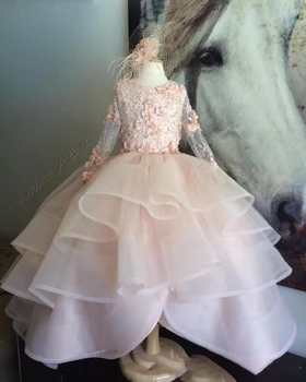 Layered Ruffles Kids Formal Wear Gowns Girls Pageant Dresses 2017 Blush Pink Flower Girl Dresses Long Sleeves with Hand Made Flo
Layered Ruffles Kids Formal Wear Gowns Girls Pageant Dresses 2017 Blush Pink Flower Girl Dresses Long Sleeves with Hand Made Flo