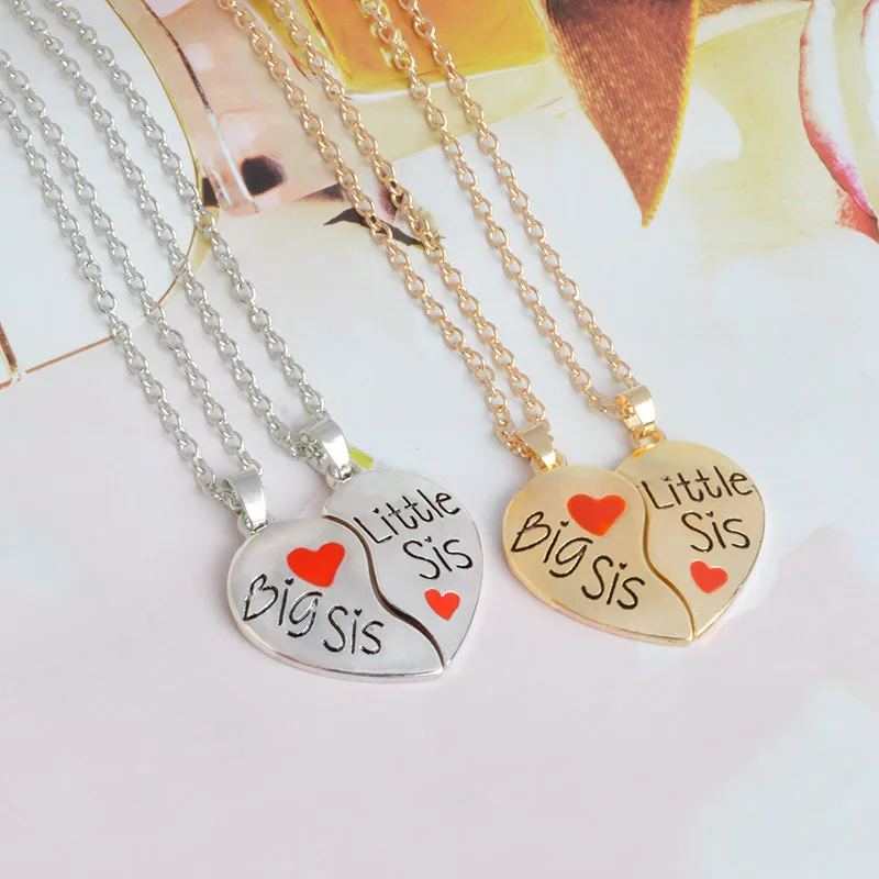 Hot Gold Silver Two Sister Necklace BIG SIS LITTLE SIS Two Piece Red Heart Pendant Necklace Sister Necklace BFF Best Ever Friend
Hot Gold Silver Two Sister Necklace BIG SIS LITTLE SIS Two Piece Red Heart Pendant Necklace Sister Necklace BFF Best Ever Friend