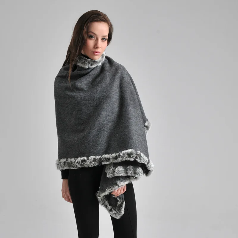 New Arrival Gray Women's 100% Wool Rabbit Fur Cape Classic Cashmere Pashmina Shawl Solid Color Stole Poncho Size 180 x 70cm
New Arrival Gray Women's 100% Wool Rabbit Fur Cape Classic Cashmere Pashmina Shawl Solid Color Stole Poncho Size 180 x 70cm