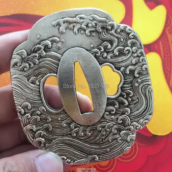 High Quallty Japanese Samurai Copper plated silver Sword Fitting Tsuba Accessory For Katana Sea wave Design
High Quallty Japanese Samurai Copper plated silver Sword Fitting Tsuba Accessory For Katana Sea wave Design