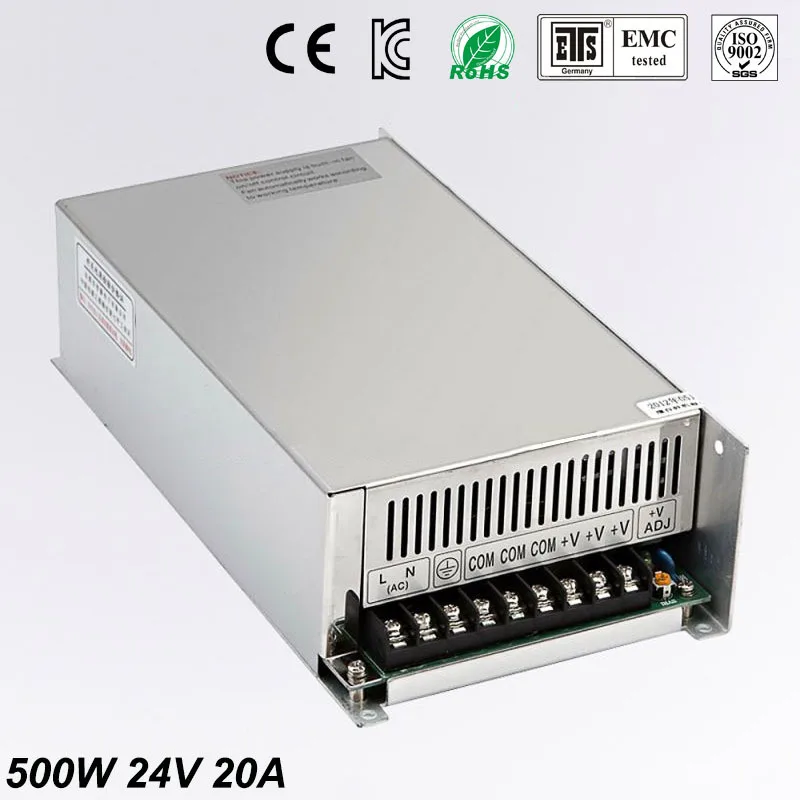 Universal 24V 20A 500W Regulated Switching Power Supply Transformer100-240V AC to DC For LED Strip Light Lighting CNC CCTV MOTOR
Universal 24V 20A 500W Regulated Switching Power Supply Transformer100-240V AC to DC For LED Strip Light Lighting CNC CCTV MOTOR
