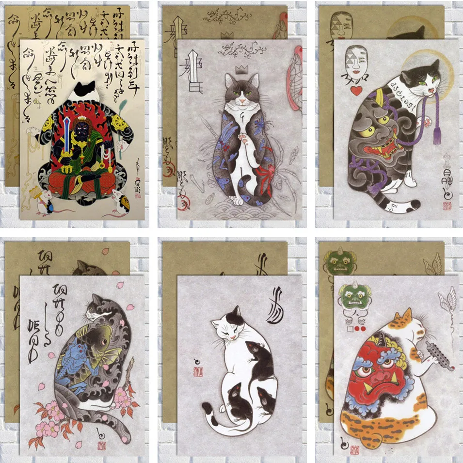 Japanese samurai cat tattoo cat /kraft paper/Wall stickers/cafe bar poster/Retro Poster/decorative painting
Japanese samurai cat tattoo cat /kraft paper/Wall stickers/cafe bar poster/Retro Poster/decorative painting