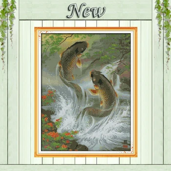 Carp leap animal fish Paintings home Decor Counted Print on canvas DMC 14CT 11CT DIY Cross Stitch Needlework Kit Embroidery Sets
Carp leap animal fish Paintings home Decor Counted Print on canvas DMC 14CT 11CT DIY Cross Stitch Needlework Kit Embroidery Sets