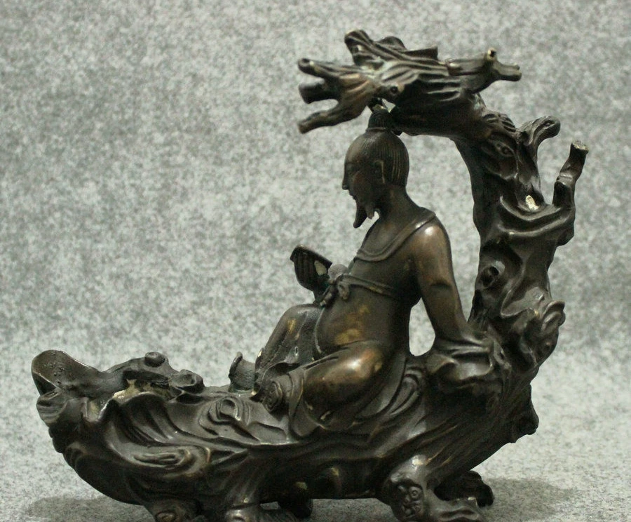 8" Folk Chinese Bronze Copper Old Man people Read Book Statue in tree Sculpture
8" Folk Chinese Bronze Copper Old Man people Read Book Statue in tree Sculpture