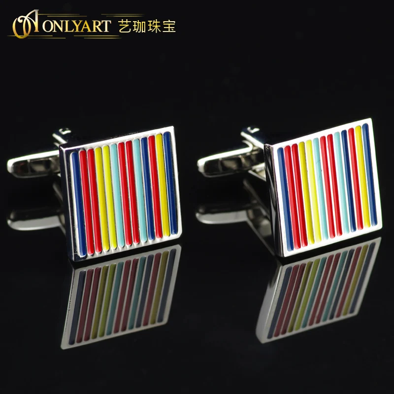 OnlyArt french cuff shirt men's accessories brass striped cufflinks for wedding with color enamel
OnlyArt french cuff shirt men's accessories brass striped cufflinks for wedding with color enamel