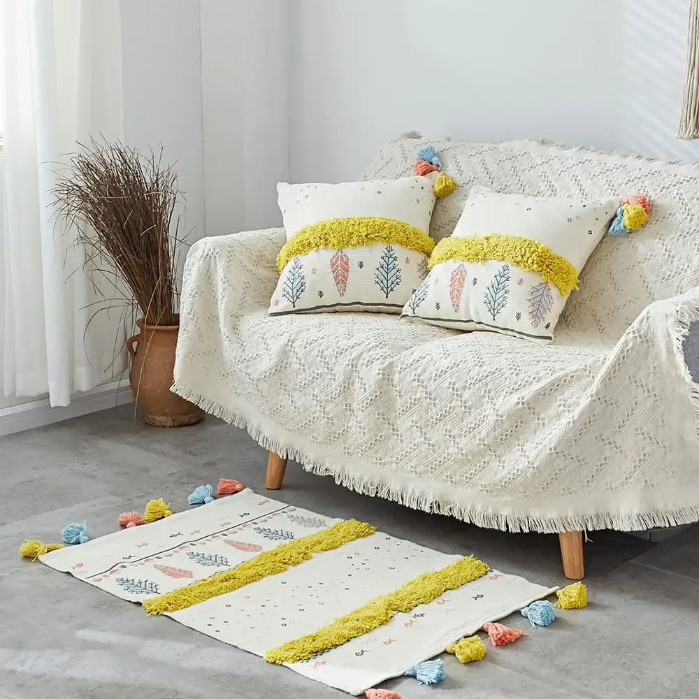 Nordic Fringe Pillow Cover Retro Cotton Sofa Cushion Cover Tassels Matched Floor Mat Carpet Combination Wedding Party Gift
Nordic Fringe Pillow Cover Retro Cotton Sofa Cushion Cover Tassels Matched Floor Mat Carpet Combination Wedding Party Gift