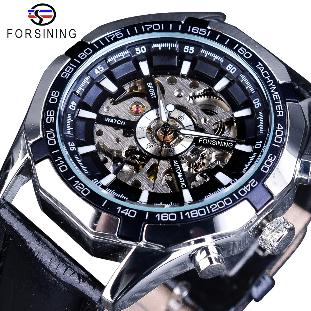 Forsining 2018 Steampunk Design Automatic Men's Watch Silver Case Luminous Hands Sport Watches uhren herren Black Band Clock
Forsining 2018 Steampunk Design Automatic Men's Watch Silver Case Luminous Hands Sport Watches uhren herren Black Band Clock