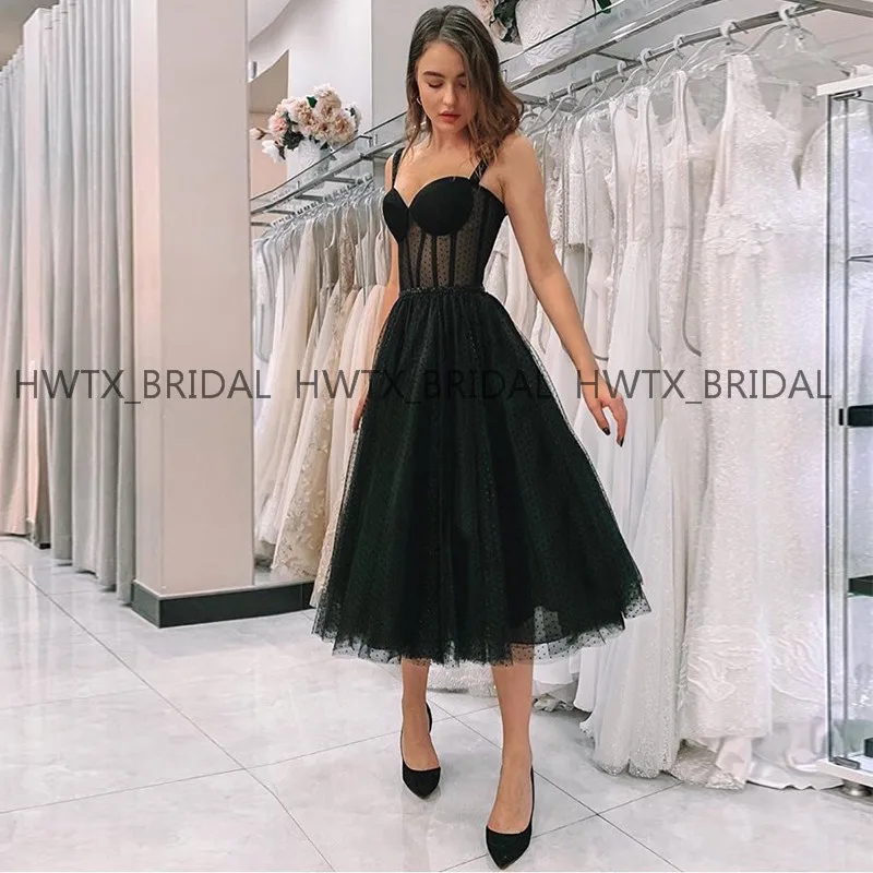 Sexy Black Short Cocktail Dresses Plus Size A Line Illusion Bodice Spaghetti Straps Tea Length Tulle Prom Dress 2019 Party Gown
Sexy Black Short Cocktail Dresses Plus Size A Line Illusion Bodice Spaghetti Straps Tea Length Tulle Prom Dress 2019 Party Gown
