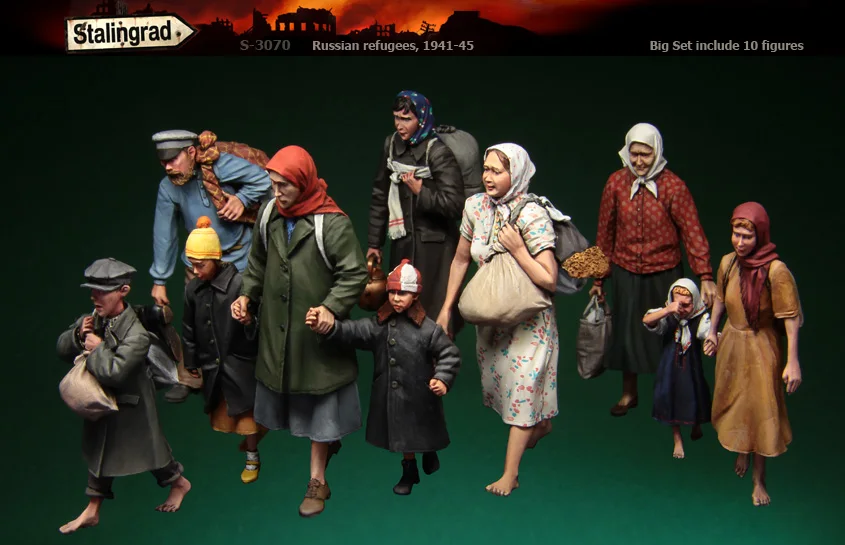 Stalingrad S-3070 Russian refugees,1941-45 Big Set include 10 figures 1/35 Resin Model Kit
Stalingrad S-3070 Russian refugees,1941-45 Big Set include 10 figures 1/35 Resin Model Kit