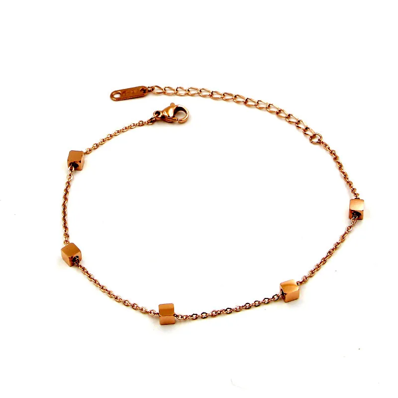 Martick Summer Style Woman Anklets Five Squares Link Chain Rose Gold Color Anklets For Young Lady Jewelry 18+5cm Ank6
Martick Summer Style Woman Anklets Five Squares Link Chain Rose Gold Color Anklets For Young Lady Jewelry 18+5cm Ank6