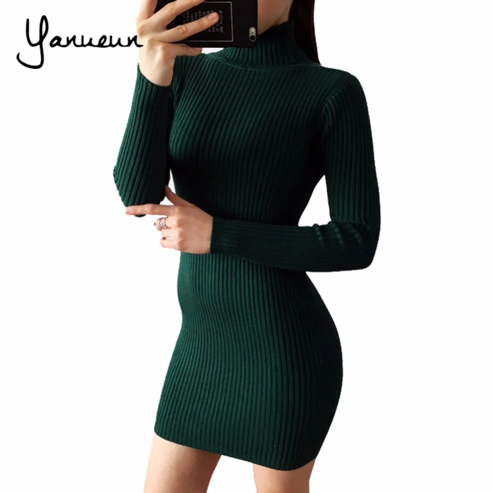 Yanueun Fashion 2017 Women Autumn Winter Sweater Dresses Slim Turtleneck Bodycon Solid Color Knitted Warm Mini Dress For Women
Yanueun Fashion 2017 Women Autumn Winter Sweater Dresses Slim Turtleneck Bodycon Solid Color Knitted Warm Mini Dress For Women