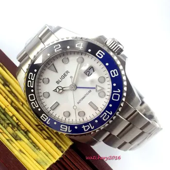 New 43mm Bliger White dial ceramic Bezel Luminous hands Date Steel Case Sapphire Glass GMT Automatic Mechanical men's Wristwatch
New 43mm Bliger White dial ceramic Bezel Luminous hands Date Steel Case Sapphire Glass GMT Automatic Mechanical men's Wristwatch