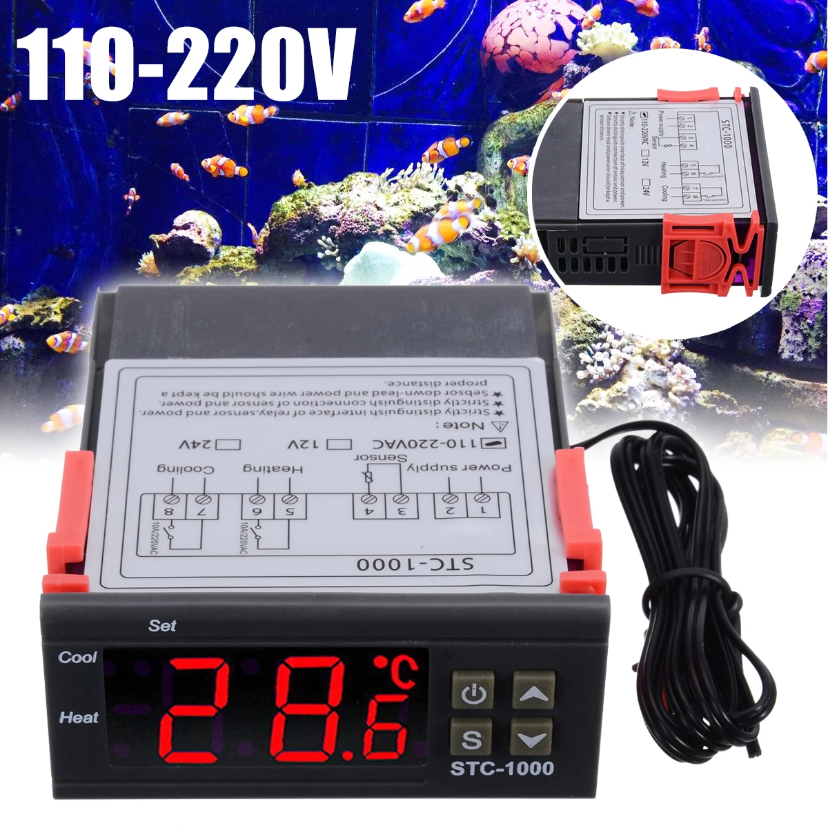 New 10A 110V-220V Digital Temperature Controller Sensor Thermostat Instrument Heater Cooler Control For Water Tanks 
New 10A 110V-220V Digital Temperature Controller Sensor Thermostat Instrument Heater Cooler Control For Water Tanks