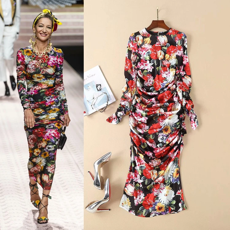 Luxury Brand 2019 Spring Runway Dress O Neck Long Sleeve Elegant Printed Mid Calf Dress Women New Fashion Slit Sheath Dress
Luxury Brand 2019 Spring Runway Dress O Neck Long Sleeve Elegant Printed Mid Calf Dress Women New Fashion Slit Sheath Dress