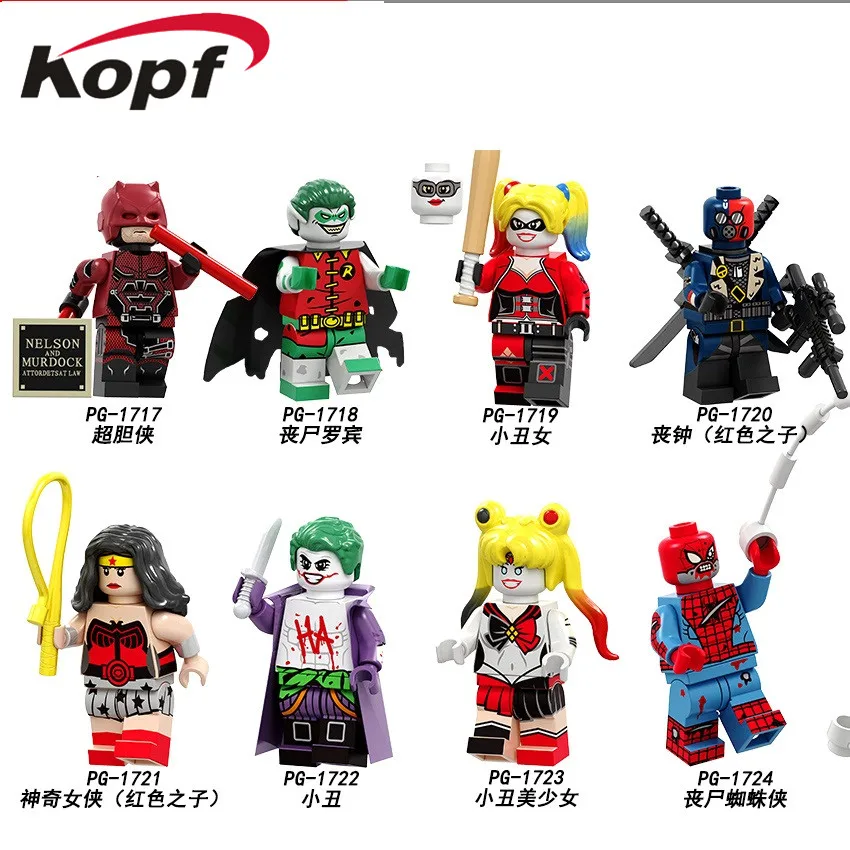 PG8196 Legoly Singel Sale Deathstroke Daredevil Zombie Robin Wonder Woman Harley Quinn Building Blocks Gift Toys For Children
PG8196 Legoly Singel Sale Deathstroke Daredevil Zombie Robin Wonder Woman Harley Quinn Building Blocks Gift Toys For Children