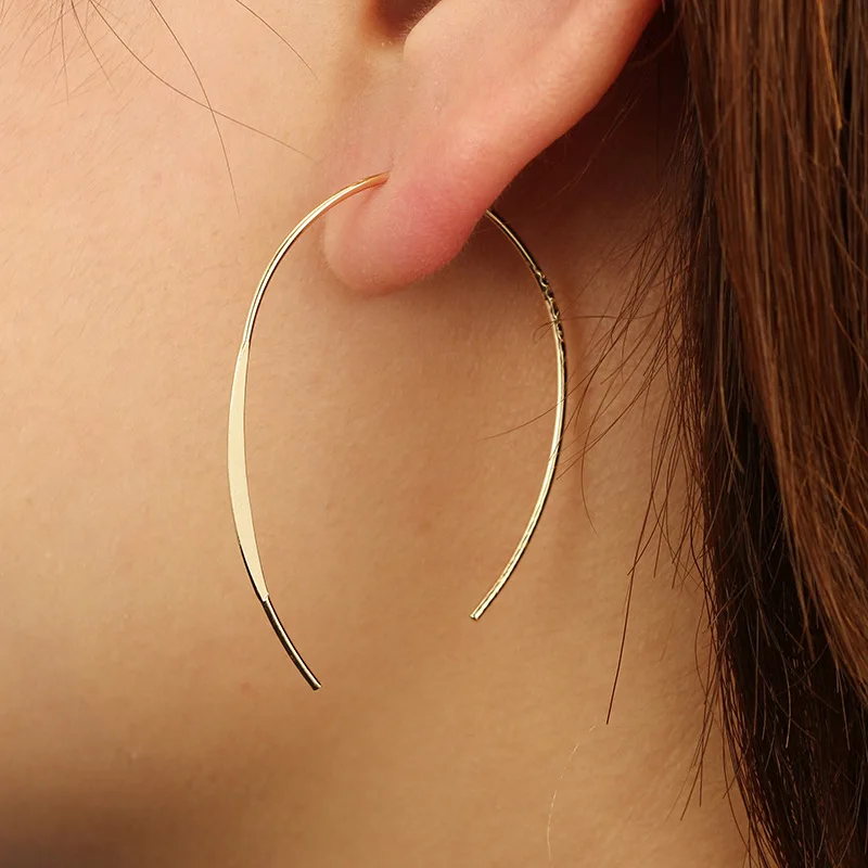 Gold Silver Color Fish Line Drop Dangle Earring for Women Metal Geometric Piercing Party Jewelry Pendientes | Украшения и