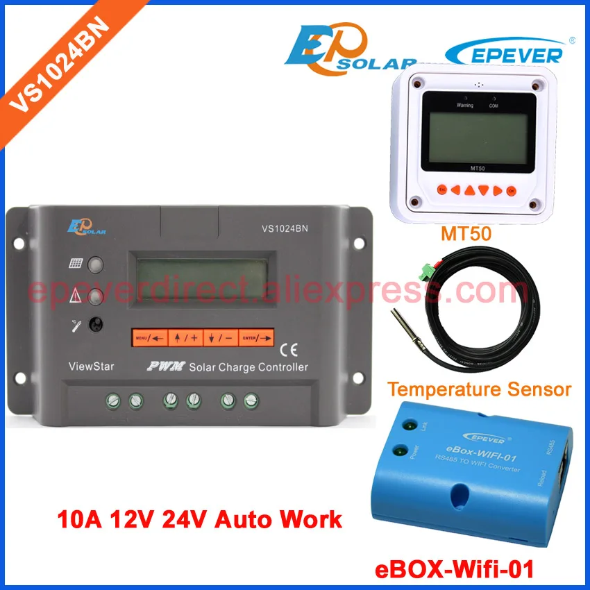 PWM VS1024BN PWM Regulator Temperature sensor Solar Charging controller 10A MT50 remote meter wifi BOX adapter 12V 24V Auto type
PWM VS1024BN PWM Regulator Temperature sensor Solar Charging controller 10A MT50 remote meter wifi BOX adapter 12V 24V Auto type