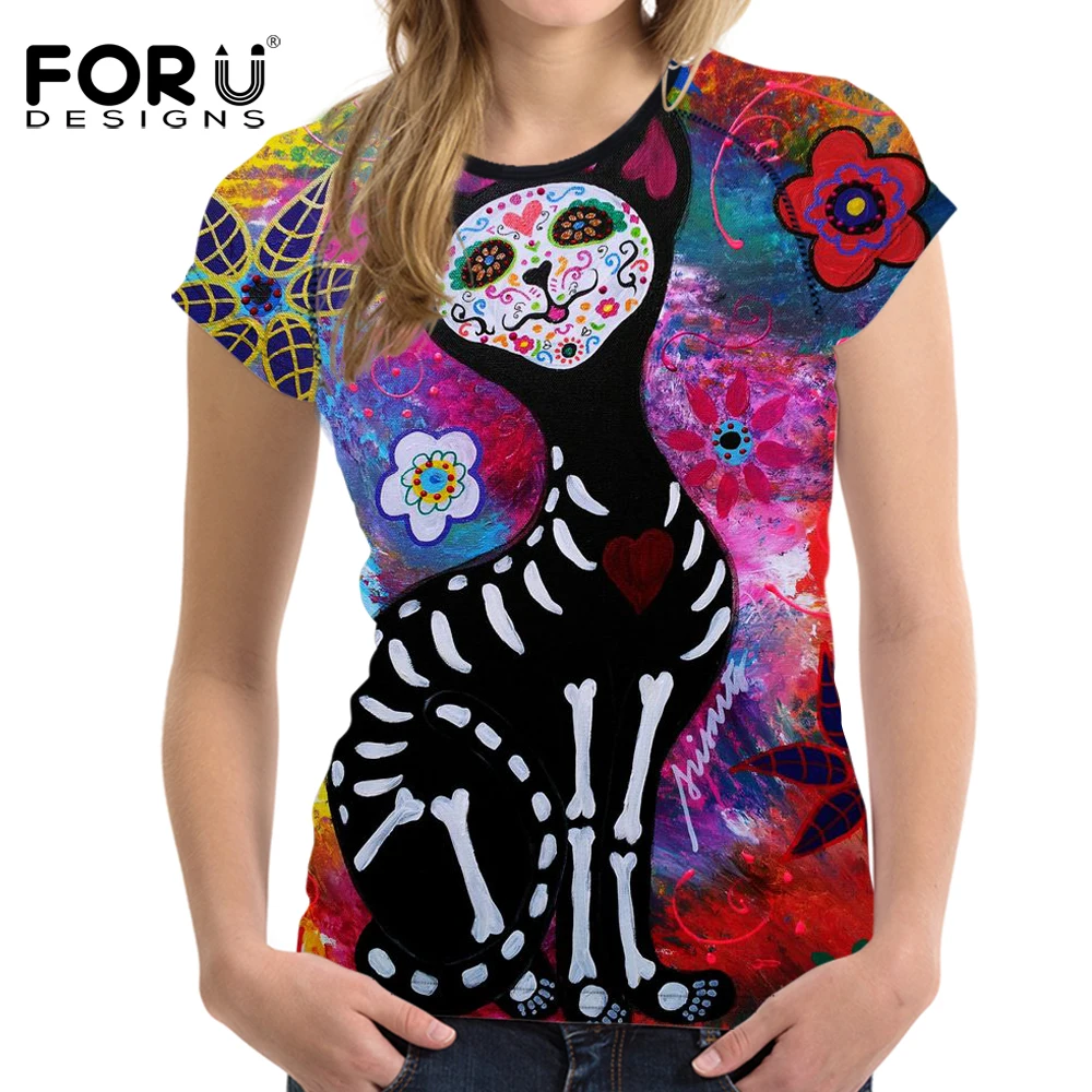 FORUDESIGNS Skull Cat Printing T Shirts for Women Short Sleeve Fashion Summer Hip Hop Tee Harajuku Women T-Shirt Female Tshirt
FORUDESIGNS Skull Cat Printing T Shirts for Women Short Sleeve Fashion Summer Hip Hop Tee Harajuku Women T-Shirt Female Tshirt