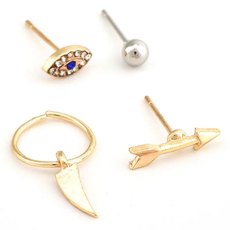 4 Pcs/ Set Fashion Arrow Eye Bead Rhinestone Pendant Gold Earrings Set Lady Party Personality Jewelry Gift
4 Pcs/ Set Fashion Arrow Eye Bead Rhinestone Pendant Gold Earrings Set Lady Party Personality Jewelry Gift