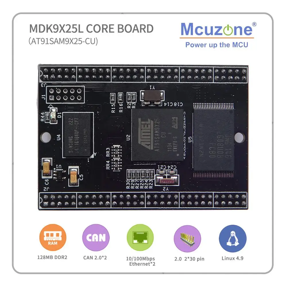 MDK9X25L Core ARM9 Board, AT91SAM9X25 ATMEL 400MHz CPU, 128MB DDR2, 256M NAND CANx2, Ethernetx2 SAM9X25 9X25 UART*6 ADC SPI I2C
MDK9X25L Core ARM9 Board, AT91SAM9X25 ATMEL 400MHz CPU, 128MB DDR2, 256M NAND CANx2, Ethernetx2 SAM9X25 9X25 UART*6 ADC SPI I2C