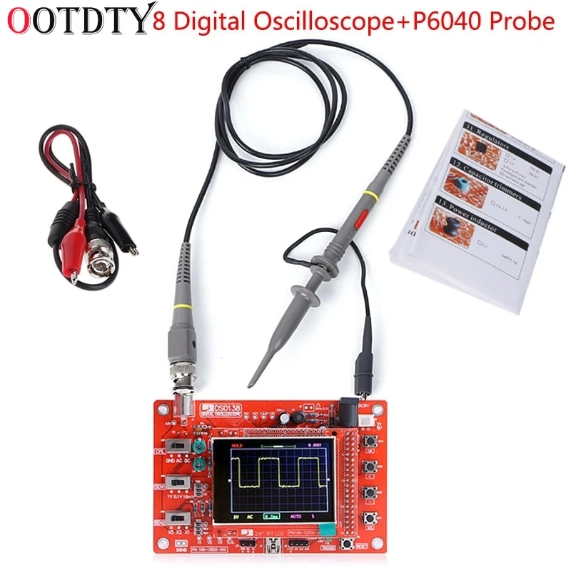 2.4" TFT Digital Oscilloscope 1Msps Kit Parts for Oscilloscope Making Electronic diagnostic-tool Learning Set DSO138+P6100 Probe
2.4" TFT Digital Oscilloscope 1Msps Kit Parts for Oscilloscope Making Electronic diagnostic-tool Learning Set DSO138+P6100 Probe