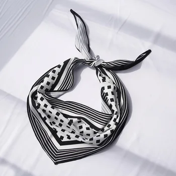 Yishine 23x97CM 4 Colors Women Polyester Silk Scarf Triangular Bandage Block Chart Prints Summer Satin Long Wraps Scarf Shawl 
Yishine 23x97CM 4 Colors Women Polyester Silk Scarf Triangular Bandage Block Chart Prints Summer Satin Long Wraps Scarf Shawl