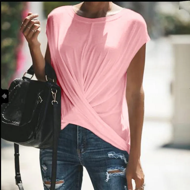 Women Solid Color Round Neck Stitching Pullover Tops T-shirt Summer Casual Short-sleeve Straight Type Ladies Large Size T-shirt
Women Solid Color Round Neck Stitching Pullover Tops T-shirt Summer Casual Short-sleeve Straight Type Ladies Large Size T-shirt