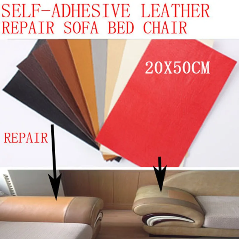 Image repair leather sticker patch self adhesive pu for car seat chair bed sofa bag dog bite hole fix renew 20x50cm reuse old leather