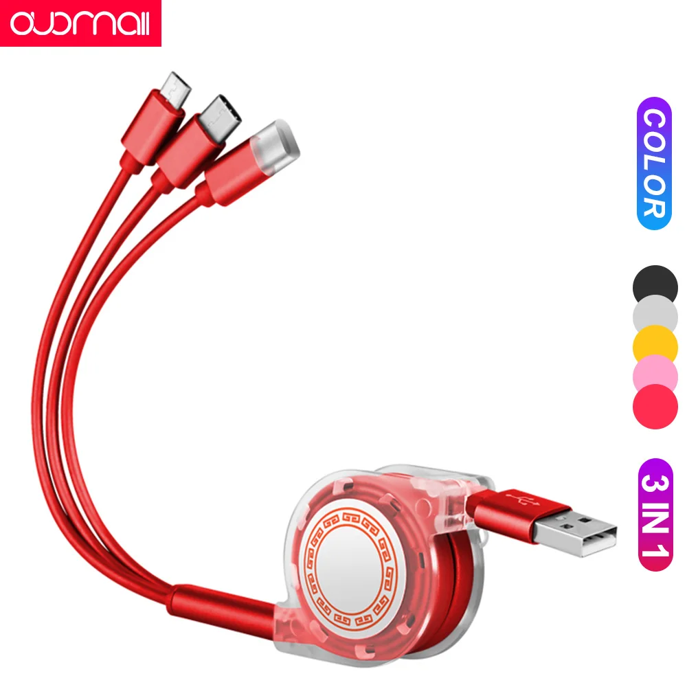 3A USB Fast Charge Cable Retractable 3 in 1 for iPhone 11 Pro Max XS X 8Plus Redmi note7 K20 for Samsung s9 note8 for huawei P30
3A USB Fast Charge Cable Retractable 3 in 1 for iPhone 11 Pro Max XS X 8Plus Redmi note7 K20 for Samsung s9 note8 for huawei P30