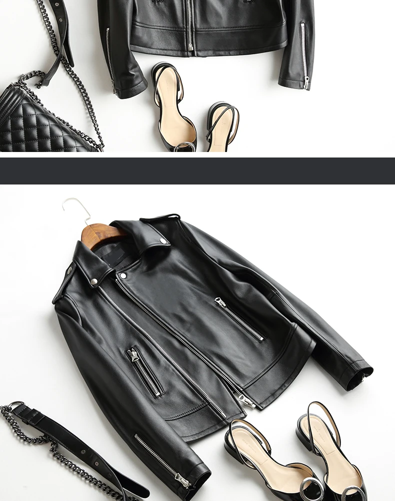 Cockscomb Brand 2017 Autumn Winter Collection Leather Jacket Women