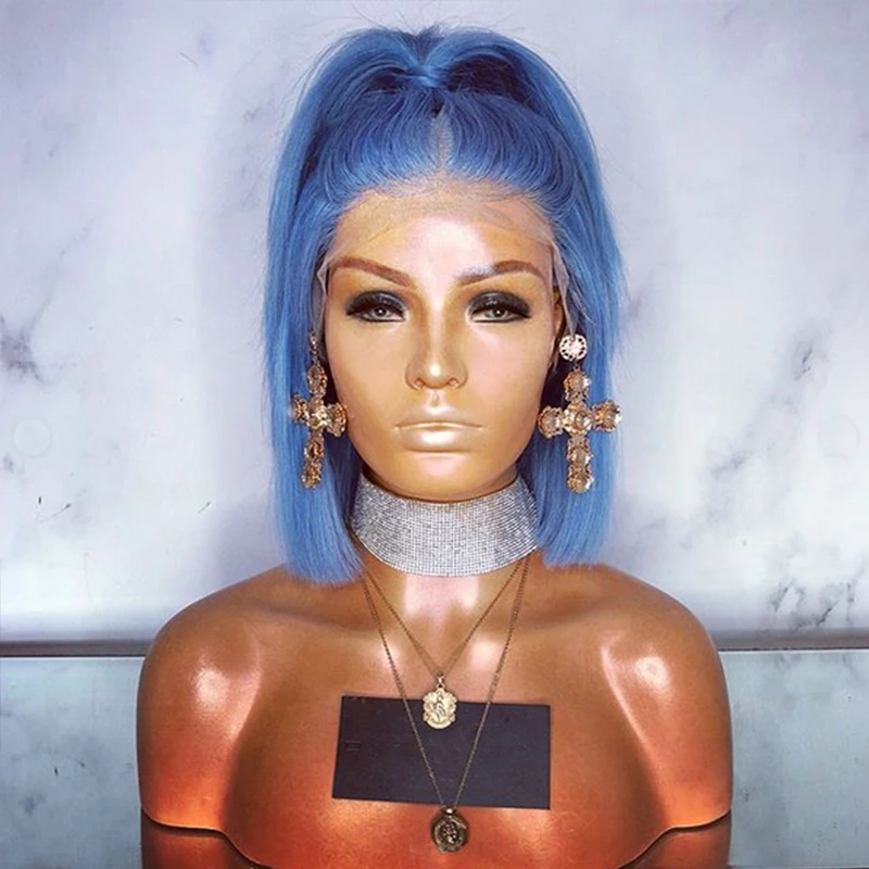 Women Short Straight Sky Blue Synthetic Lace Wig Front Wig For Afro American Middle Part Hair Extentions High Temperature Fiber
Women Short Straight Sky Blue Synthetic Lace Wig Front Wig For Afro American Middle Part Hair Extentions High Temperature Fiber
