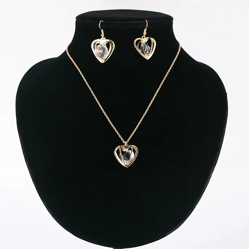 Gold color jewelry sets for women hollow love heart crystal pendant set of necklaces earrings anniversary gift G30
Gold color jewelry sets for women hollow love heart crystal pendant set of necklaces earrings anniversary gift G30