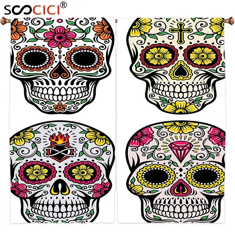 Window Curtains Treatments 2 Panels,Day Of The Dead Decor Dia de Los Muertos Festive Celebration Skull Art Image Yellow Pink
Window Curtains Treatments 2 Panels,Day Of The Dead Decor Dia de Los Muertos Festive Celebration Skull Art Image Yellow Pink