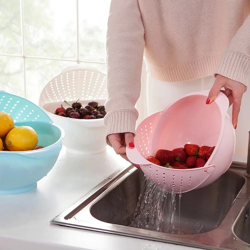 Kitchen Rotating Dish Washing Device Plastic Waterlogging Caused By Excessive Rainfall Wash Food Basket 179g | Дом и сад