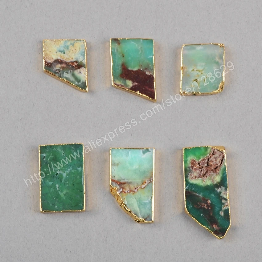BOROSA 5Pcs/lot Gold Color Polygon Natural Australia Natural Stone Chrysoprase Pendant Bead Side Hole Beaded G0408
BOROSA 5Pcs/lot Gold Color Polygon Natural Australia Natural Stone Chrysoprase Pendant Bead Side Hole Beaded G0408